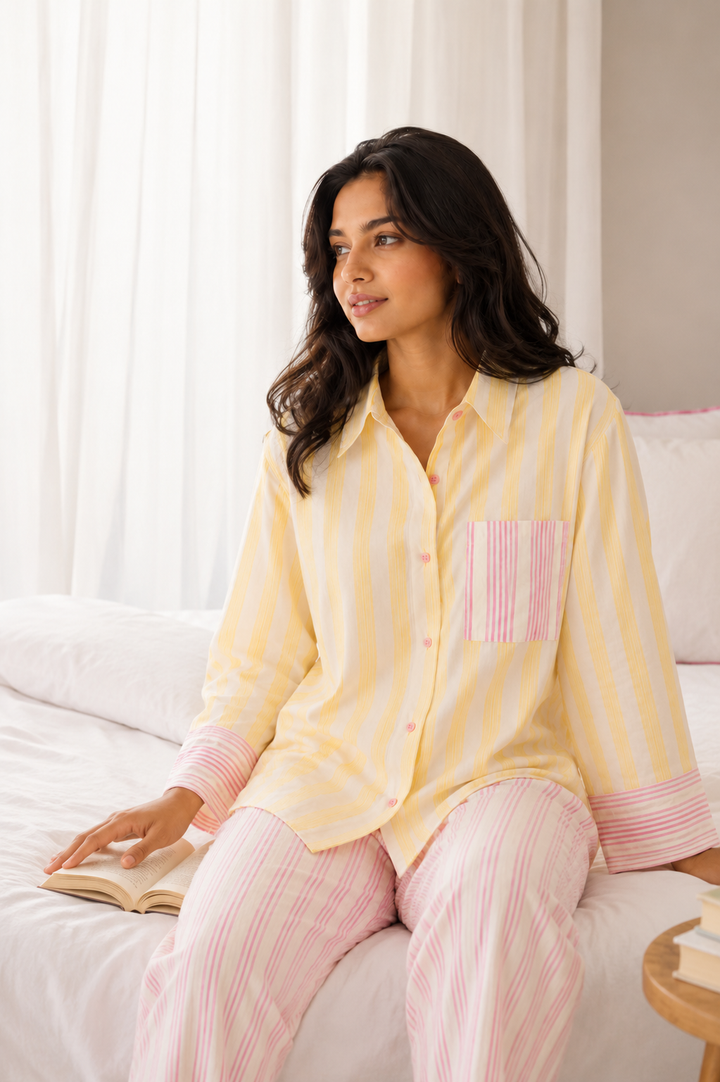Blush & Butter Stripe Cotton Sleep Set
