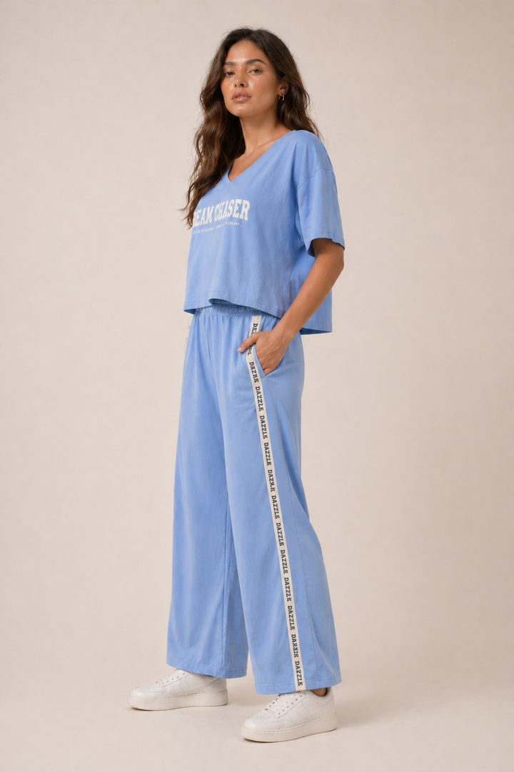 Dream Chaser Powder Blue Cotton Co-ord Set