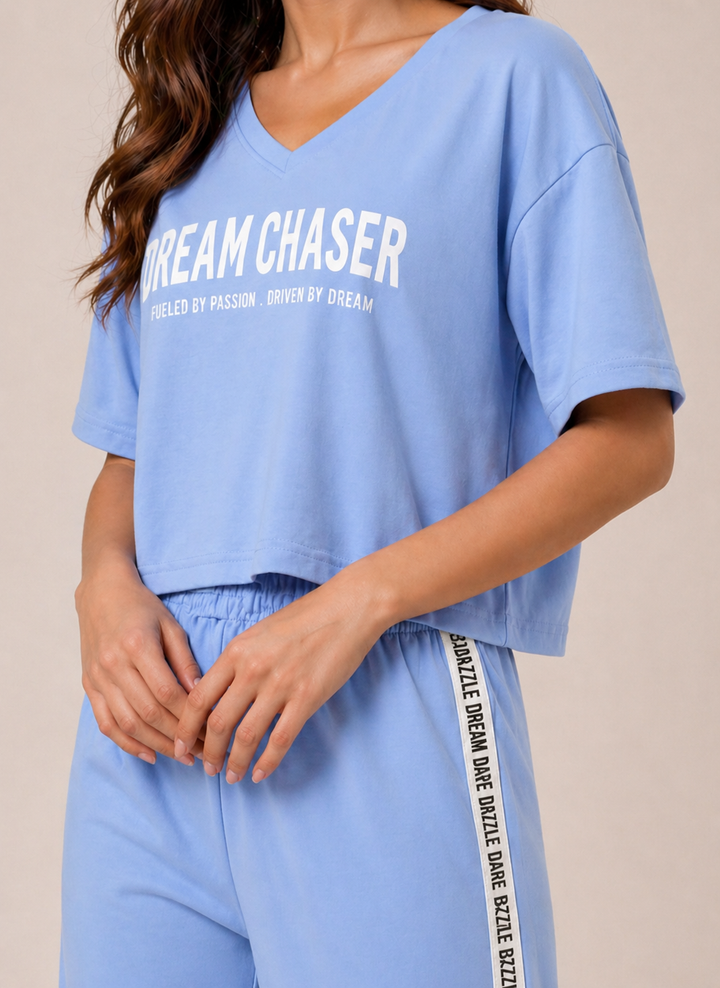 Dream Chaser Powder Blue Cotton Co-ord Set