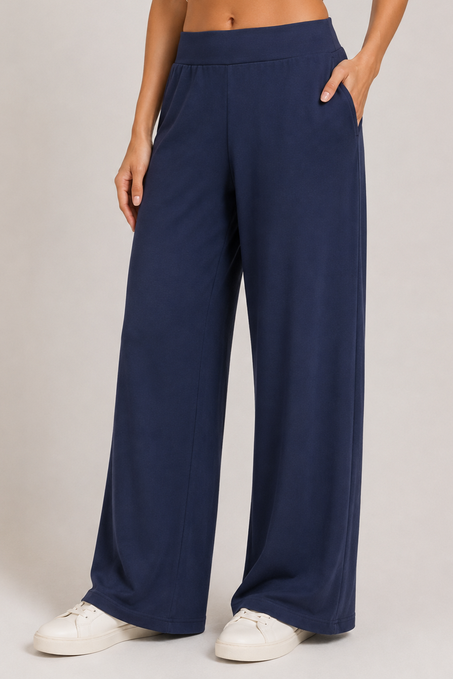 Cotton Comfort Jersey Blue Flared Pants