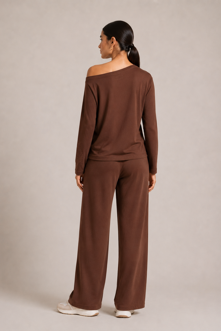 Cotton Comfort Jersey Terracotta Flared Pants
