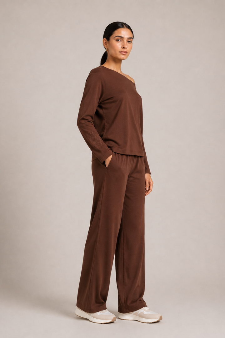 Cotton Comfort Jersey Terracotta Flared Pants