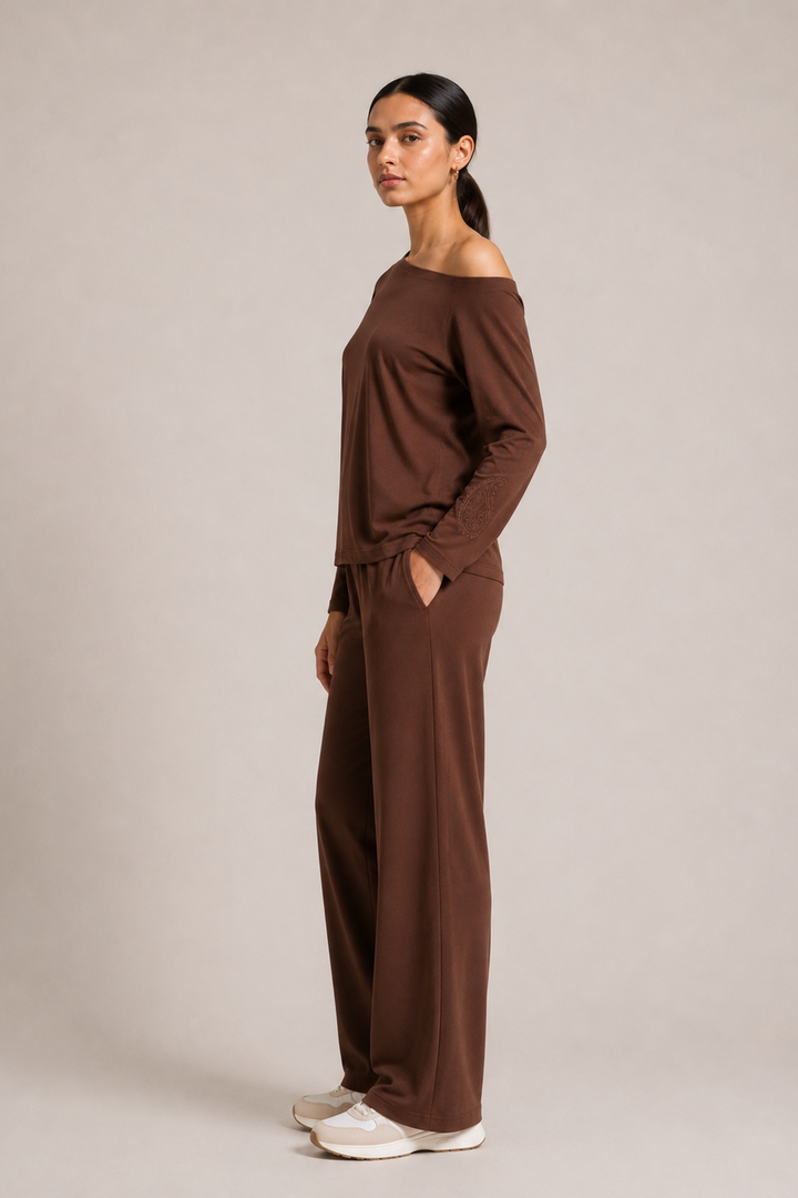 Cotton Comfort Jersey Terracotta Flared Pants