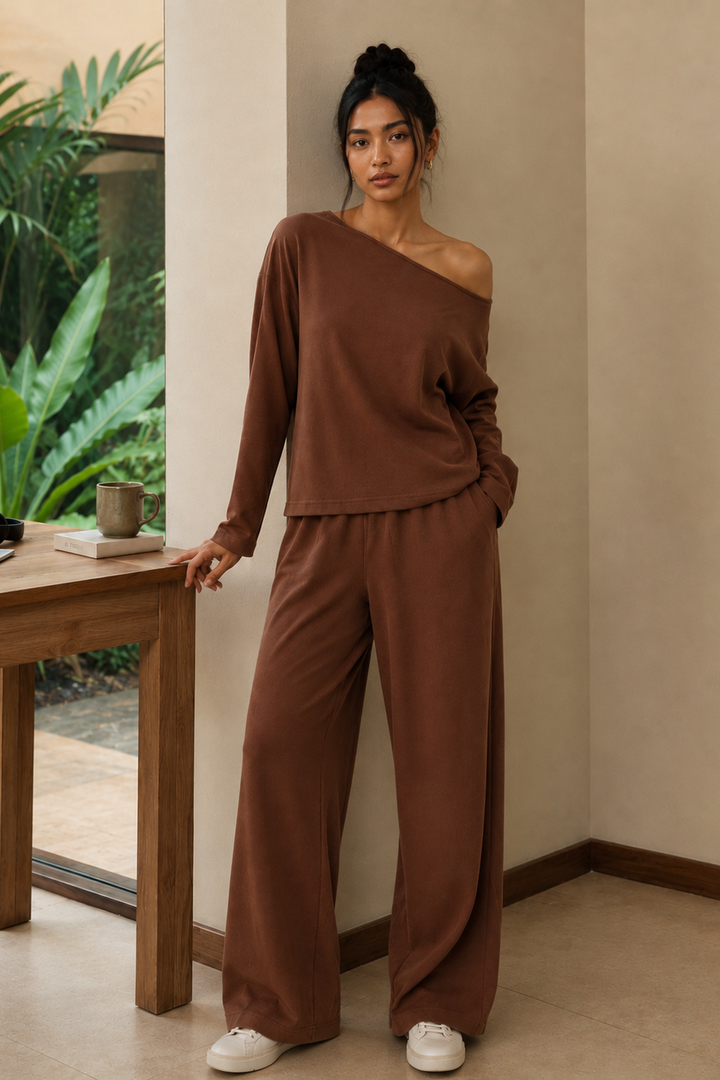Cotton Comfort Jersey Terracotta Flared Pants