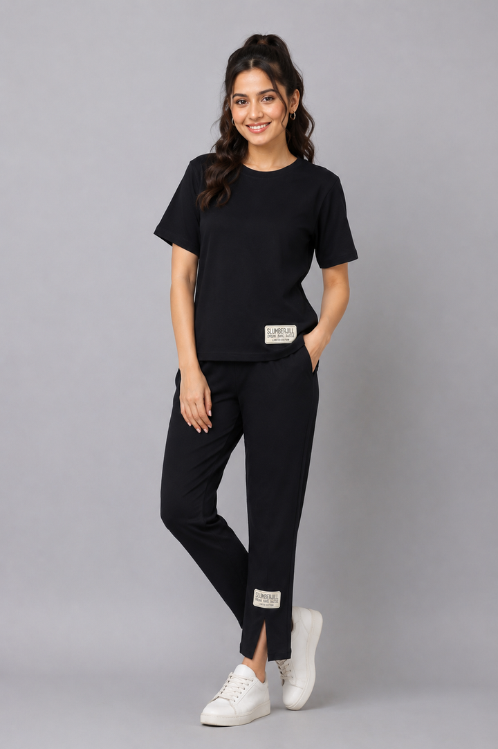 Slumber Jill Premium Black Coords Set With Freshon Finish