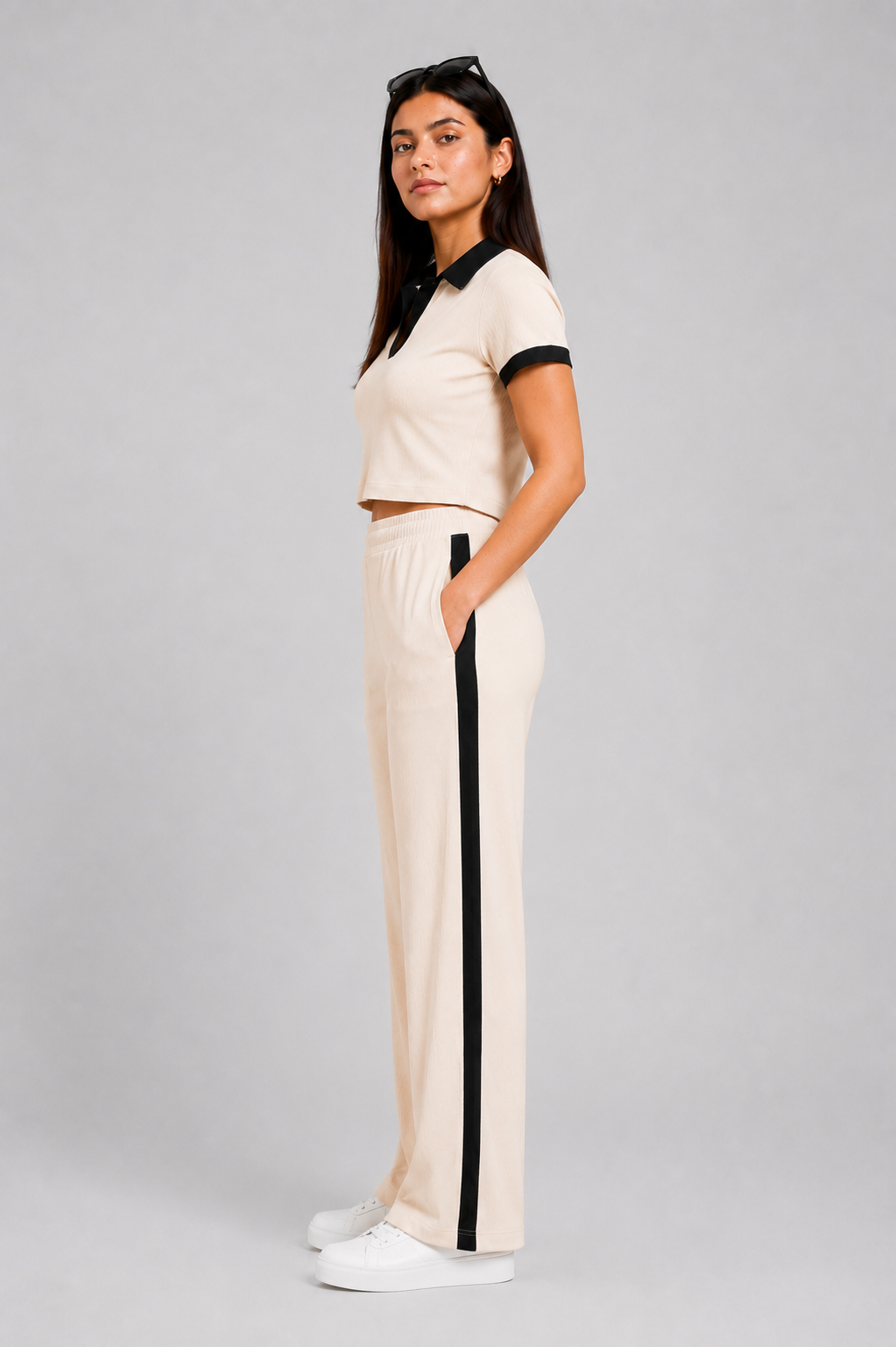 Off Duty Club Set in Ivory Rib Knit