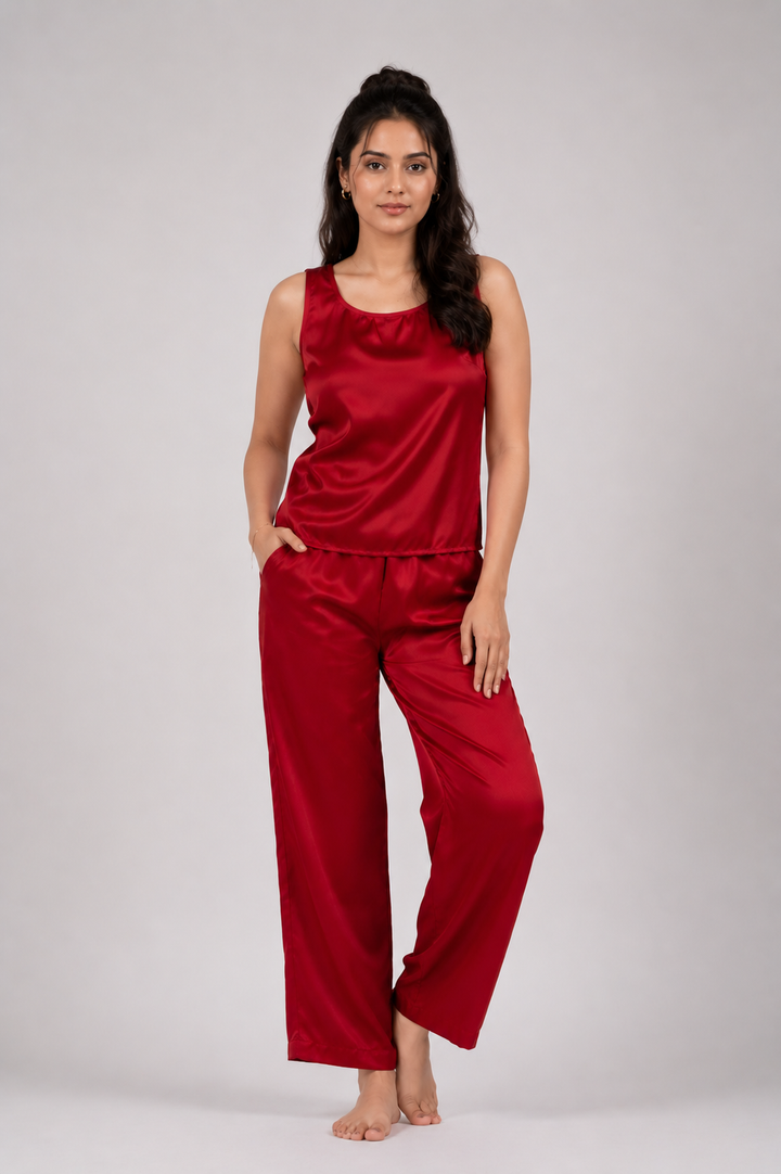 Berry Blush Sleeveless PJ Set With Pocket