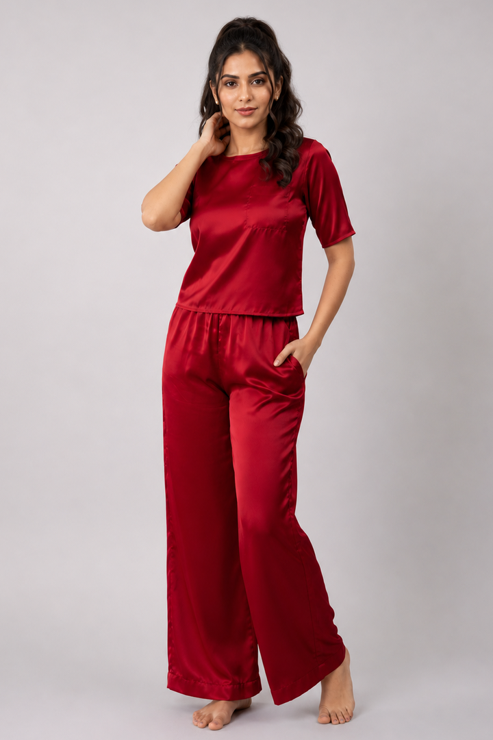 Berry Blush Half Sleeve PJ Set Wiith Pocket