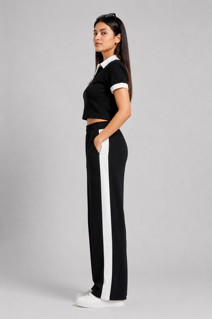 Off Duty Club Set in Black Rib Knit