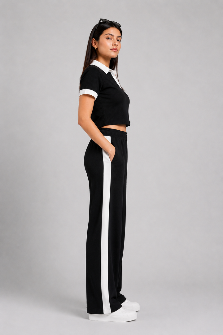 Off Duty Club Set in Black Rib Knit