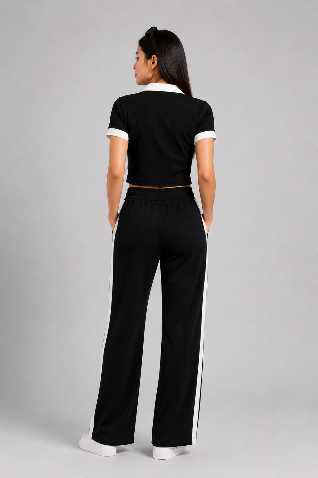 Off Duty Club Set in Black Rib Knit