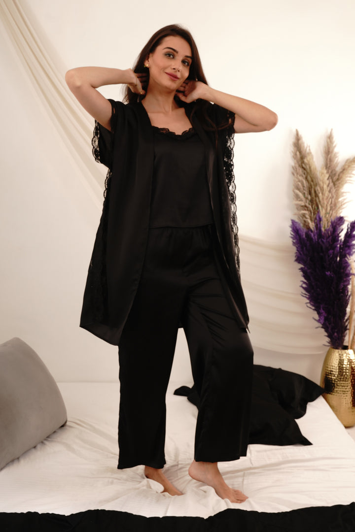  Midnight Elegance Kimono co ord pant set for women 