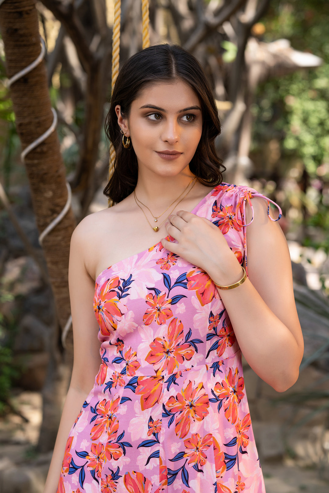 Blooming Elegance One-Shoulder long Dress