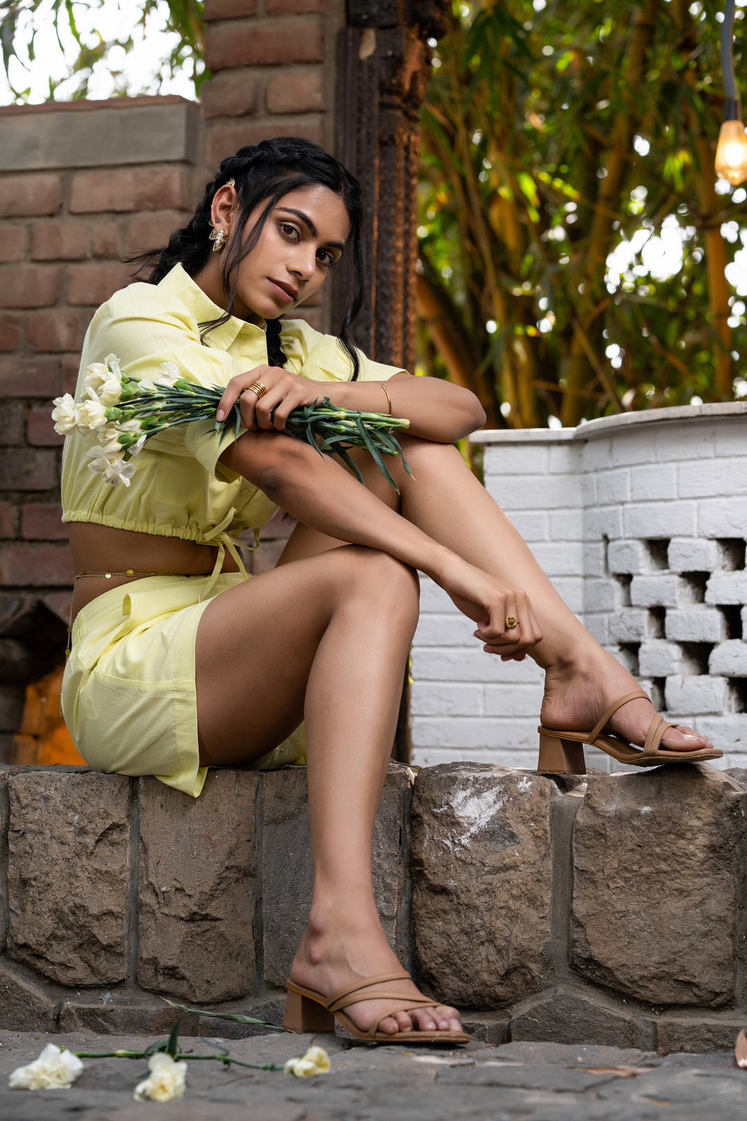 Sunlit Dreams Puff Sleeve Tie-Up Short Set