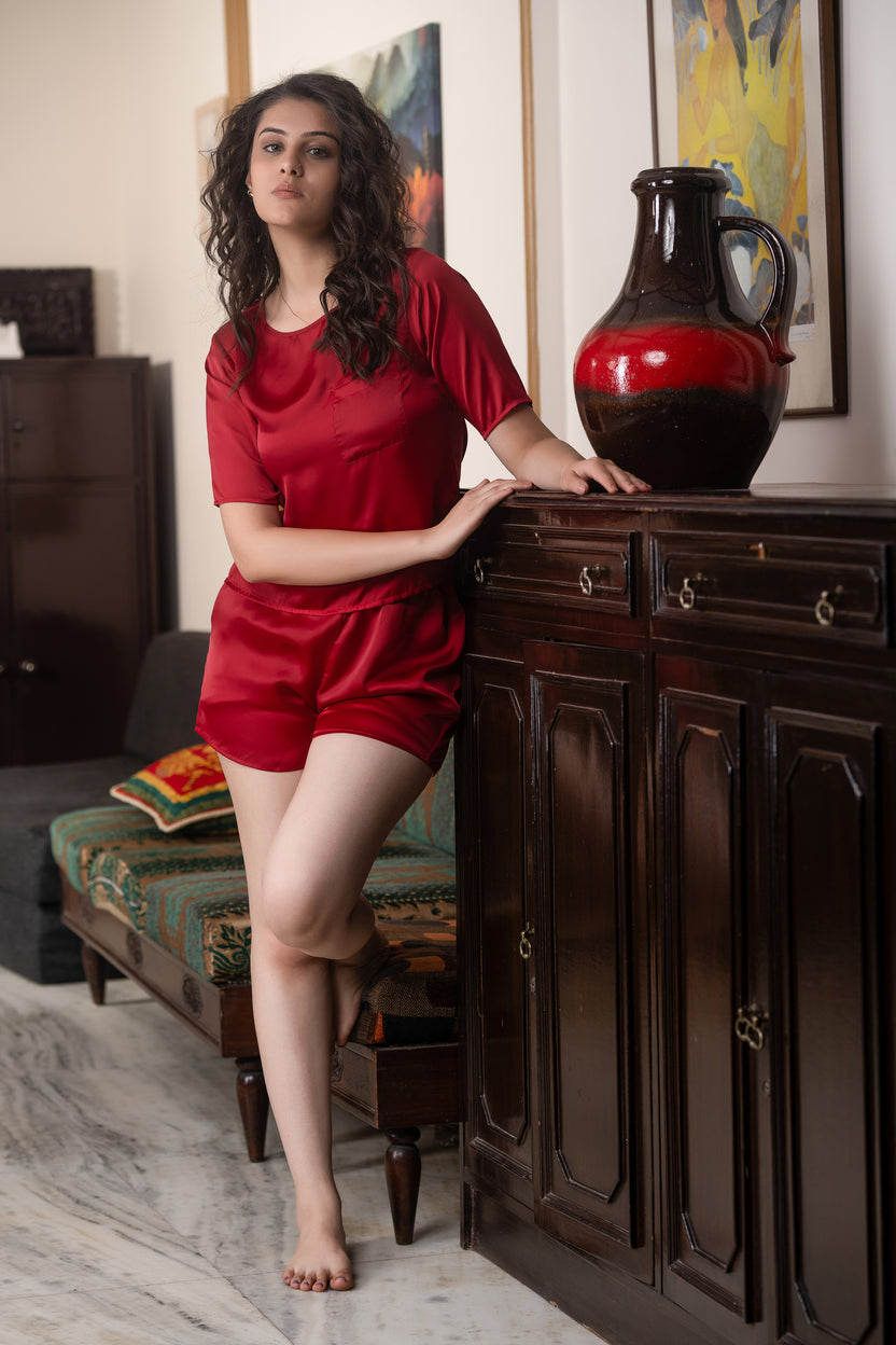 Berry Blush  Half Sleeve Short Set