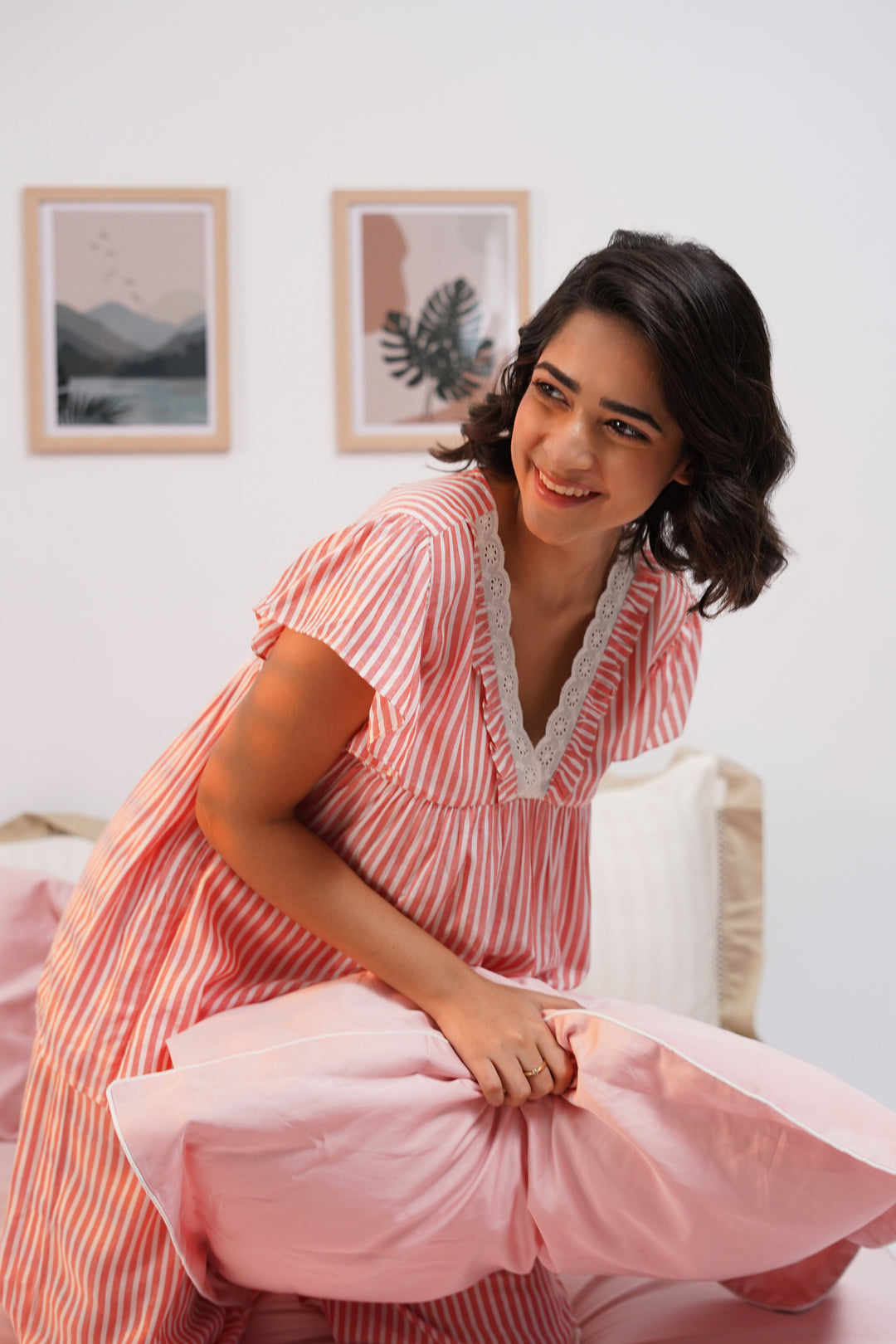 Everyday Elegance coral Stripe PJ Set