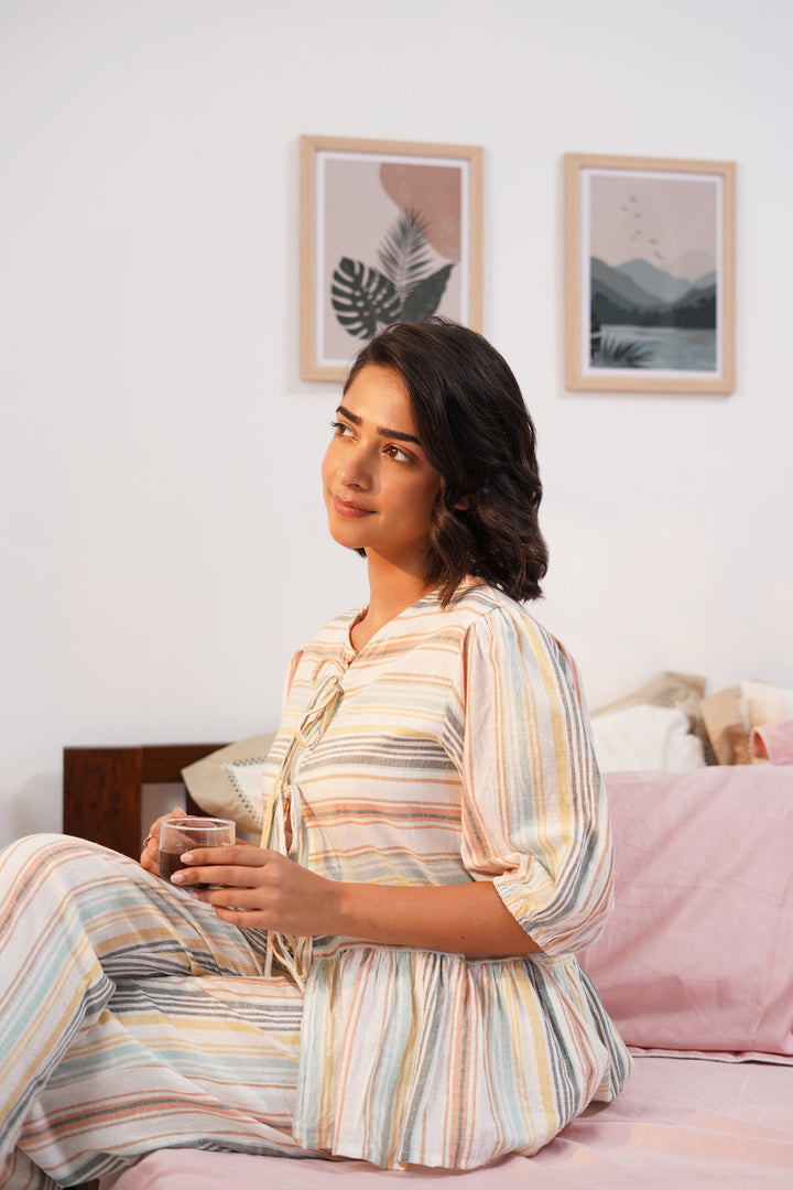 Weekend Bliss Stripe Lounge Set