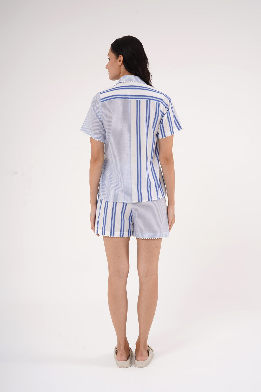 Blue Harmony Stripe PJ Set in 100% cotton