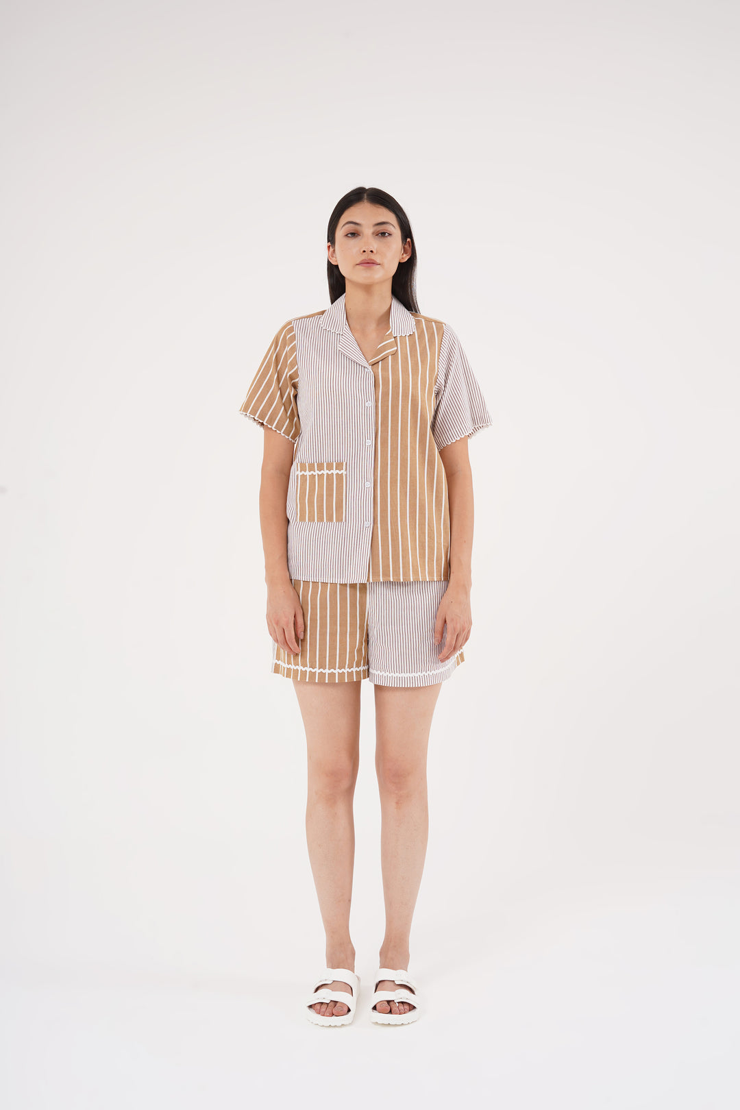 Mix & Match Stripe beidge pj set in 100% Cotton