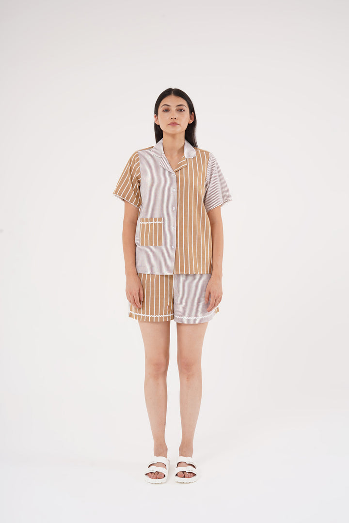 Mix & Match Stripe beidge pj set in 100% Cotton