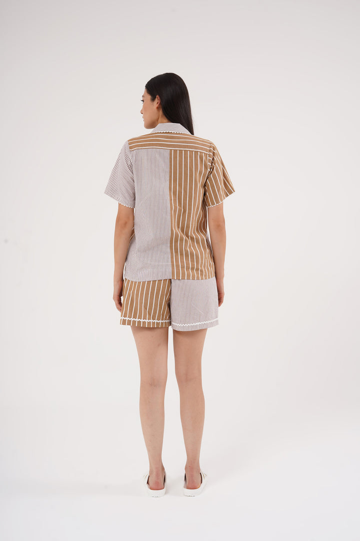 Mix & Match Stripe beidge pj set in 100% Cotton