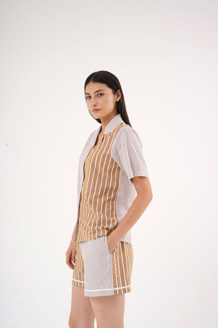 Mix & Match Stripe beidge pj set in 100% Cotton