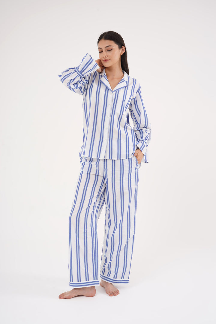 Sunday Sripes  Cotton PJ Set