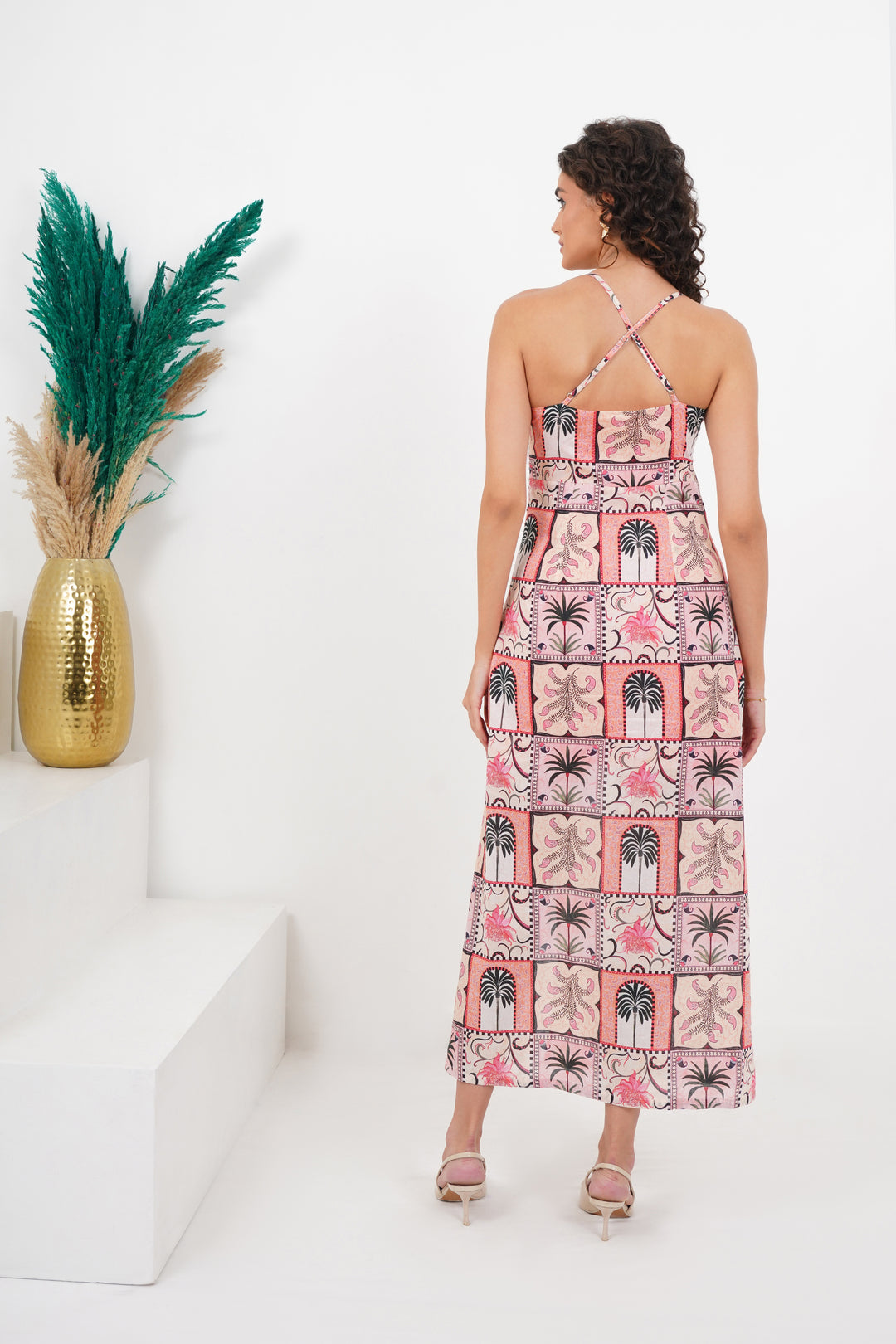 Floral Mirage front Twist Cutout Dress