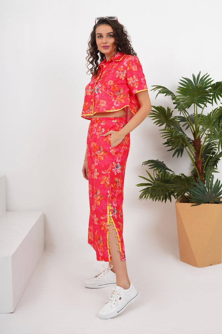 All-over Bordered Calf length Co-ord Set