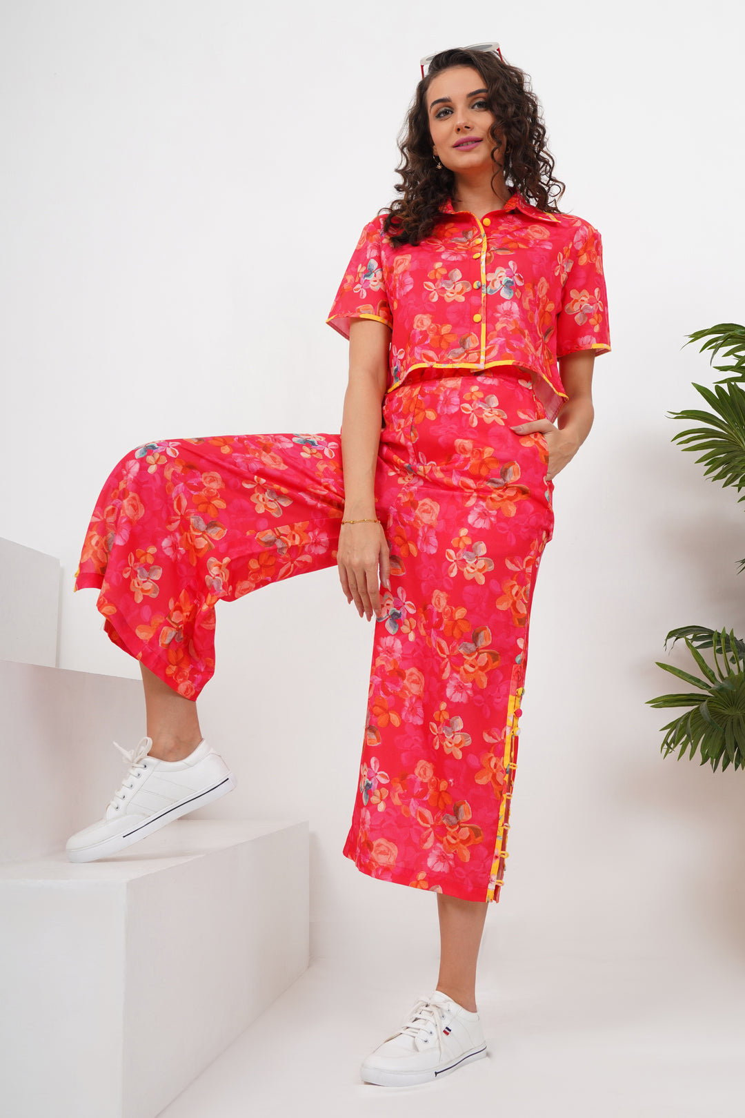 All-over Bordered Calf length Co-ord Set