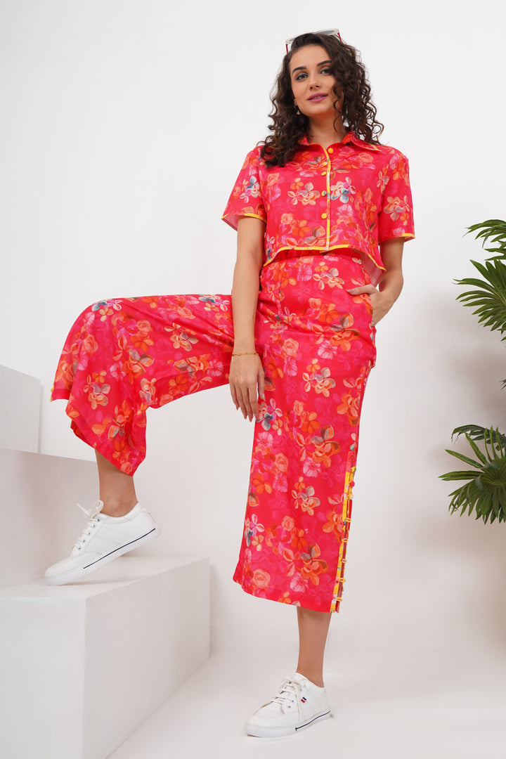 All-over Bordered Calf length Co-ord Set