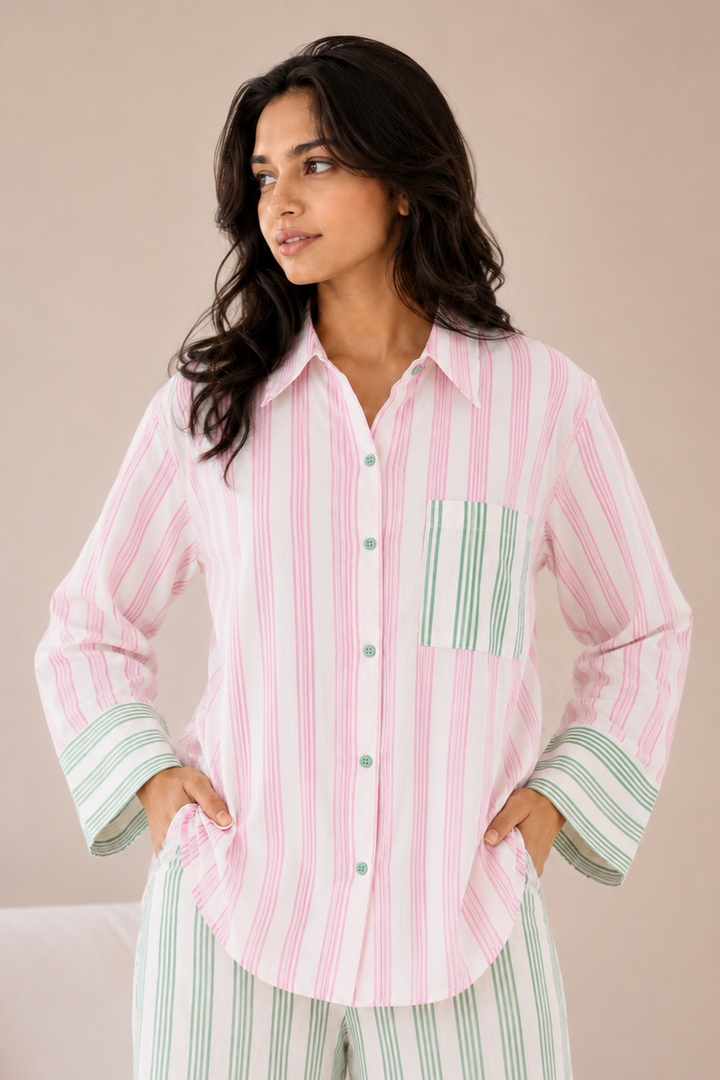 Soft Pop Stripe Cotton Sleep Set