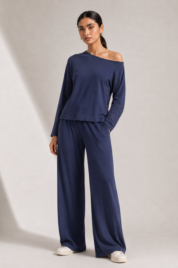 CloudCool Drop Shoulder Blue Lounge Set