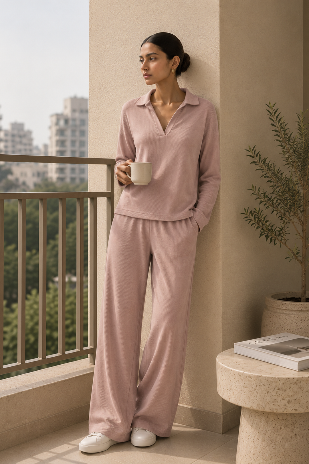 AirLuxe Petal Blush VNeck Lounge Set
