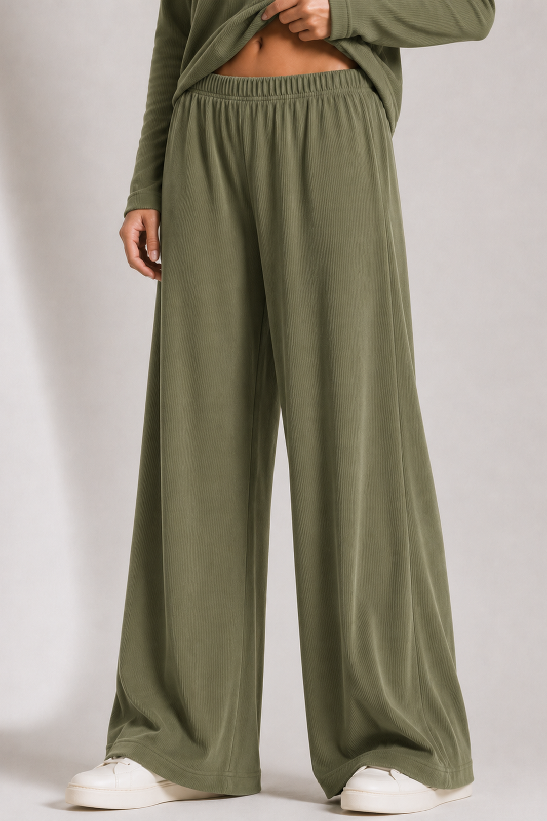 AirLuxe Rib™ Olive Wide leg Pants