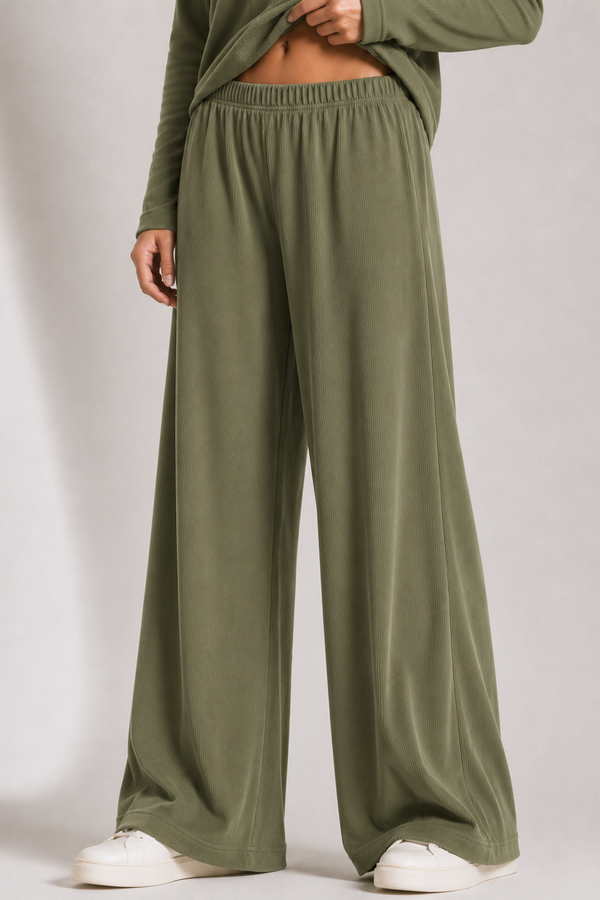 AirLuxe Rib™ Olive Wide leg Pants