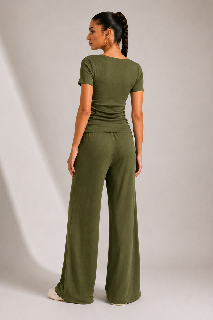 AirLuxe Rib™ Olive Mmist Side Ruched Top