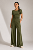AirLuxe Rib Olive Mist Side Ruched Lounge Set