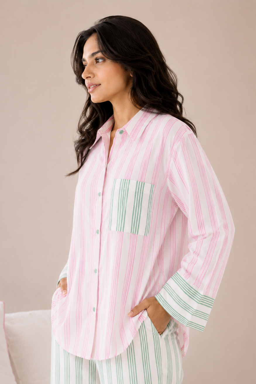 Soft Pop Stripe Cotton Sleep Set