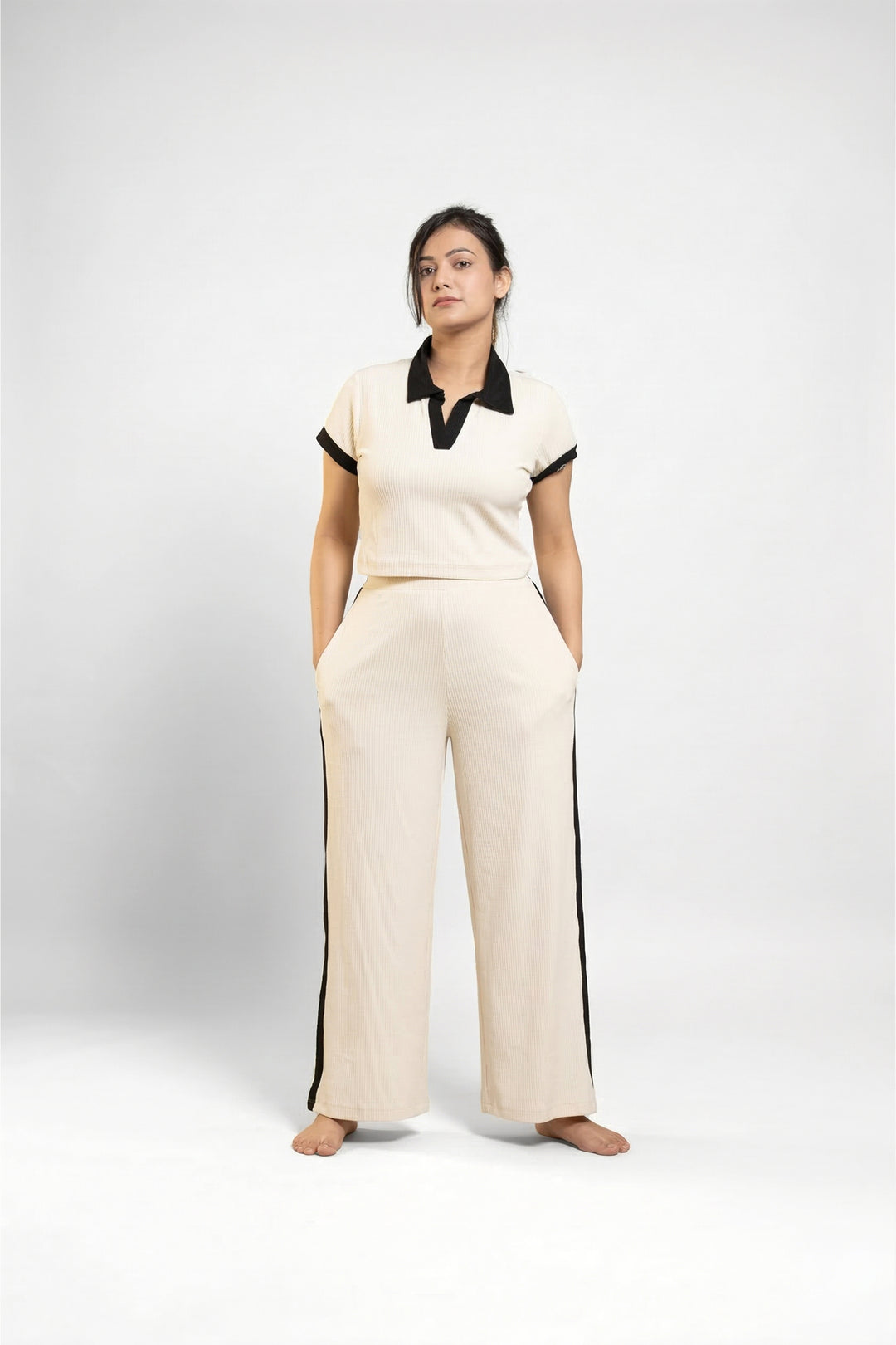 Off Duty Club Set in Ivory Rib Knit
