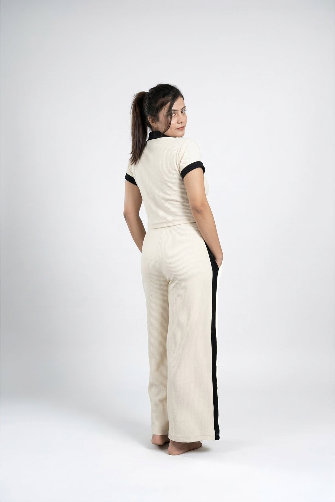 Off Duty Club Set in Ivory Rib Knit