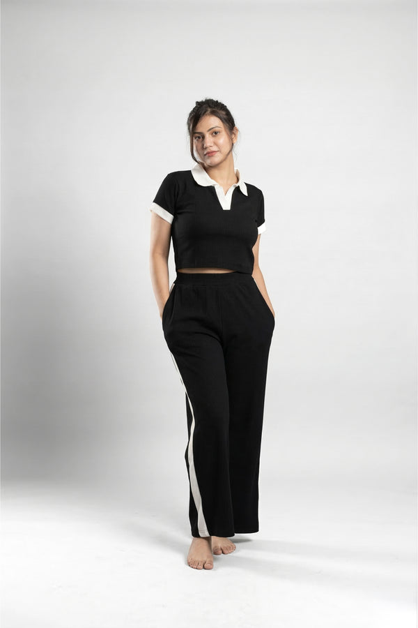Off Duty Club Set in Black Rib Knit