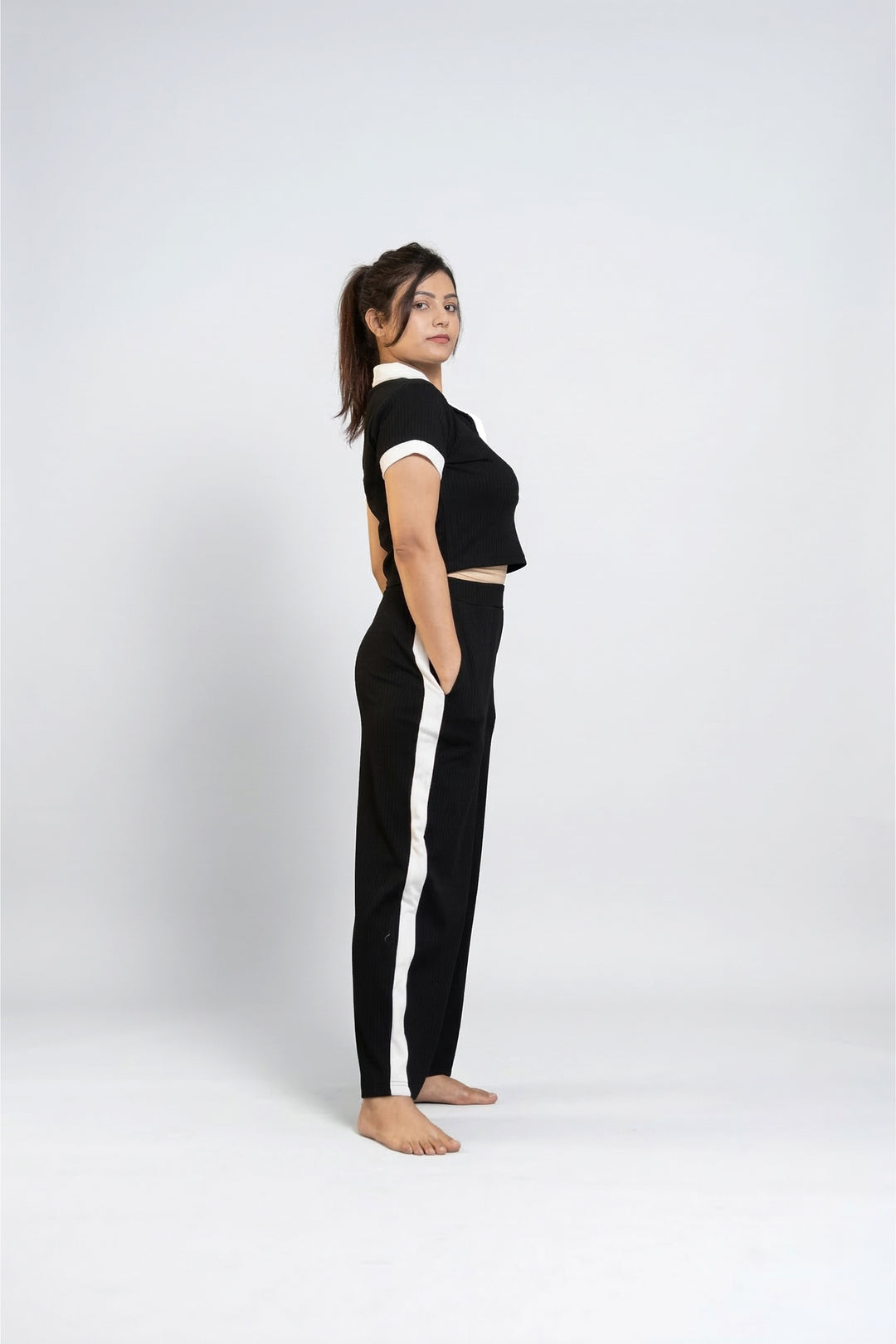 Off Duty Club Set in Black Rib Knit