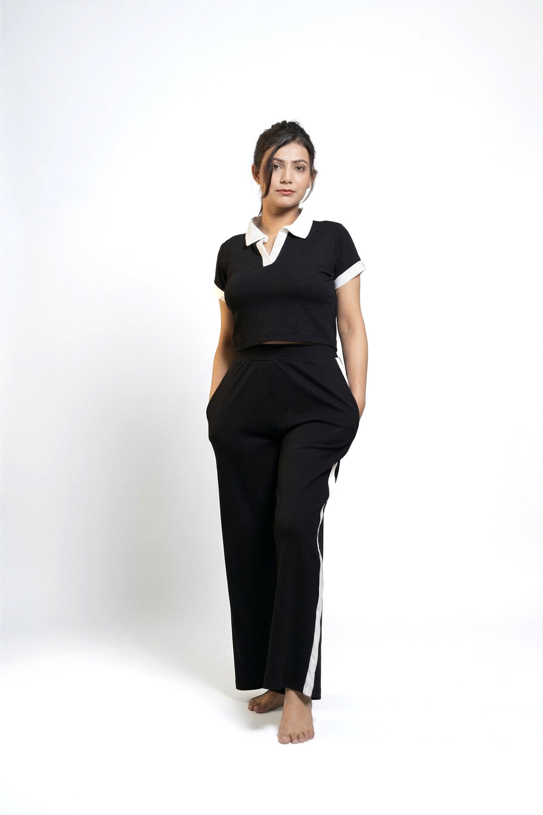 Off Duty Club Set in Black Rib Knit