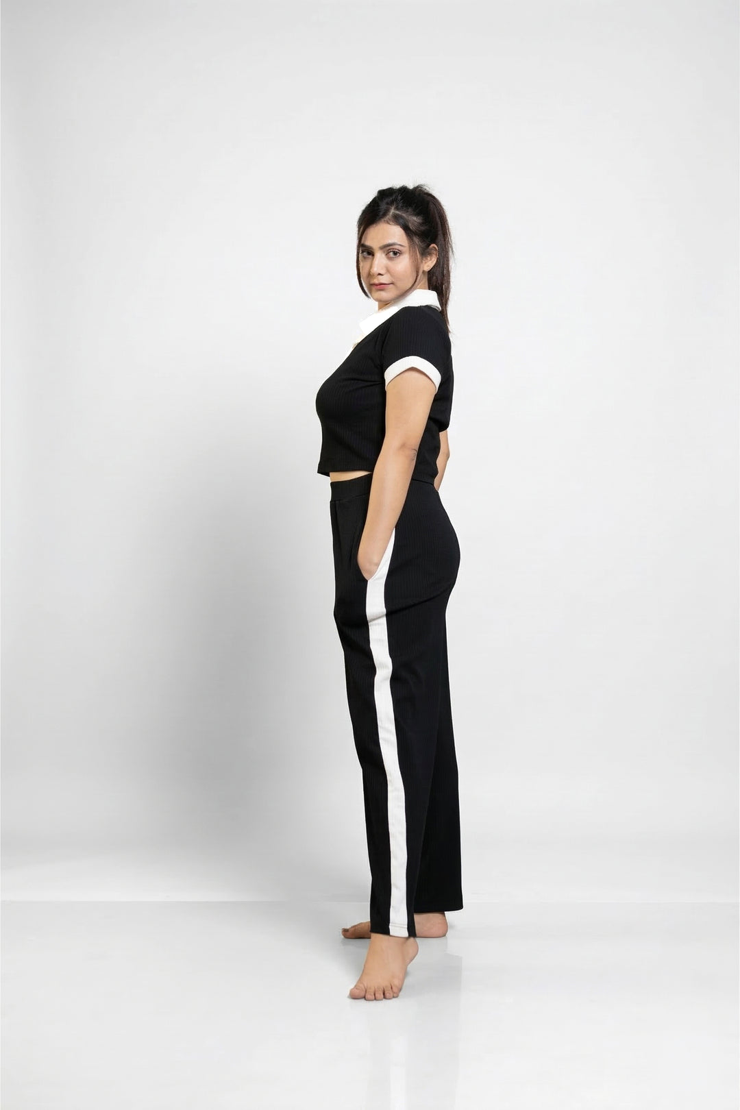 Off Duty Club Set in Black Rib Knit