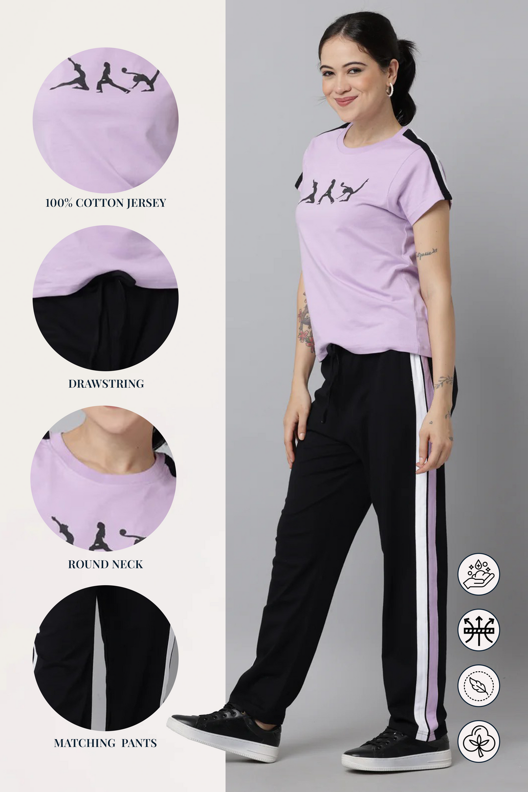 Orchid Bloom Snuggle Fit  Coords Set With Freshon Finish