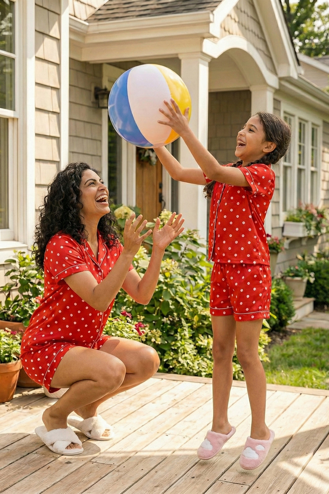 POPPY POLKA MOM AND ME COLLARD SHORT SET IN JAPAN SATIN