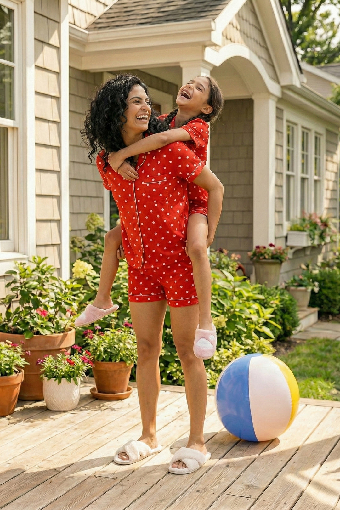 POPPY POLKA MOM AND ME COLLARD SHORT SET IN JAPAN SATIN