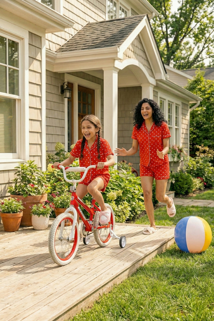 POPPY POLKA MOM AND ME COLLARD SHORT SET IN JAPAN SATIN