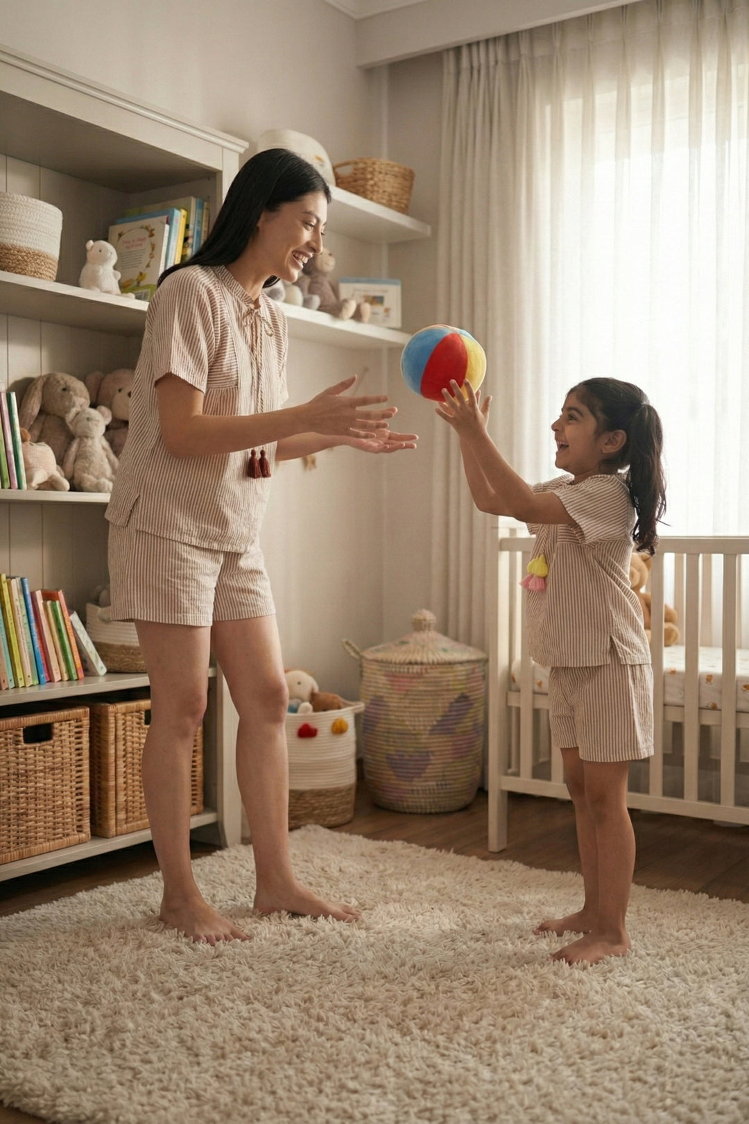 Urban Breeze MOCHA Stripe mom and me SHORT Set